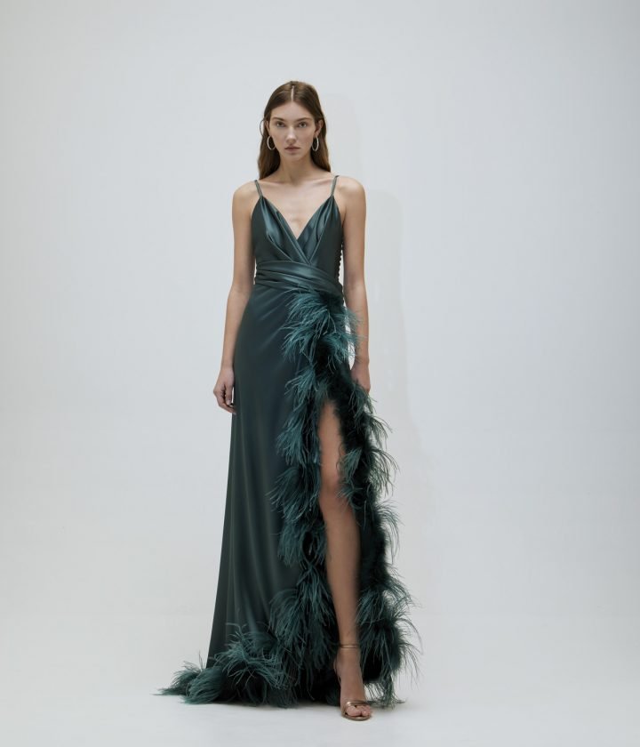 Vestidos largos de chiffon y encaje estilo halter Turquesa Tallas Grandes
