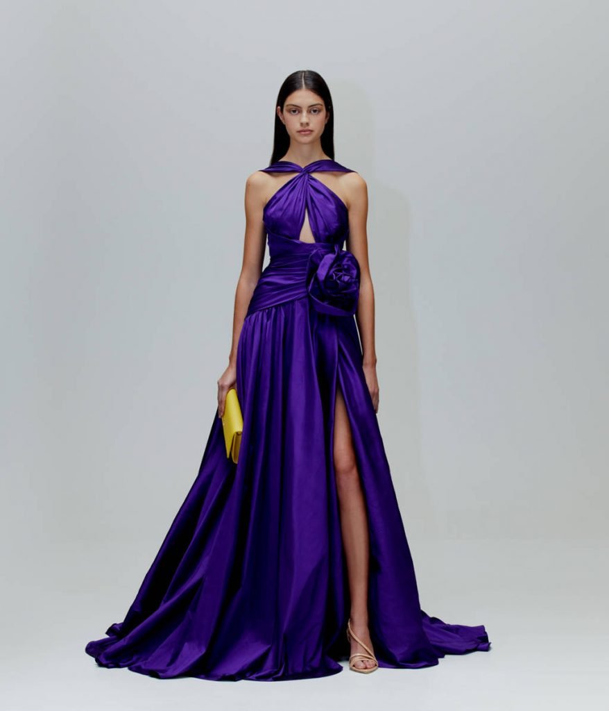 Vestidos largos de chiffon estilo halter con espalda descubierta Azul Tallas Grandes