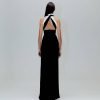 Vestido largo halter bicolor cinturón lazada - Imagen 2
